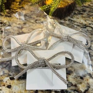 Three (3) Sparkly Fancy BOW SHAPED Girls Hair Clips